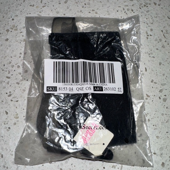 VS VICTORIAS SECRET PINK KEYCHAIN MESH POCKET LANYARD WALLET BLACK WITH CAMO - Picture 3 of 4